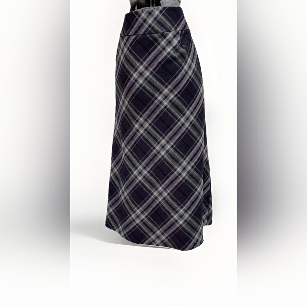 Talbots Vintage A-line Plaid Wool Blend Midi Skirt Size 4P